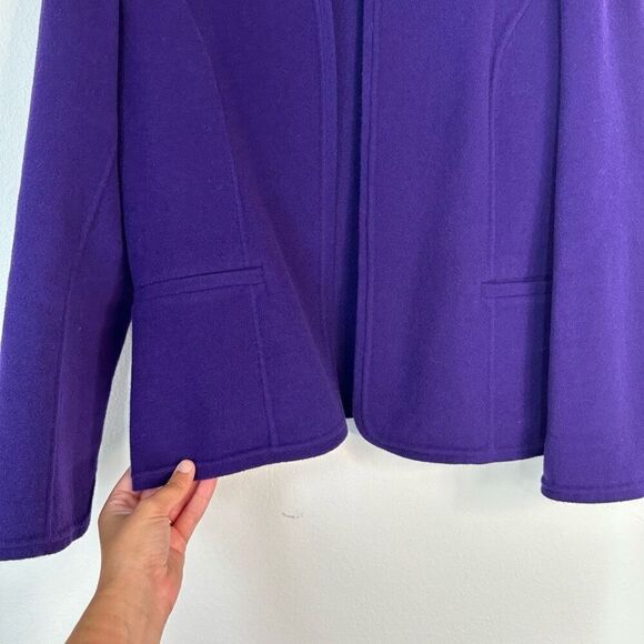 Vintage Talbots 100% Wool Purple Open Front Blazer Jacket Womens 12 Preppy Chic - Picture 4 of 10